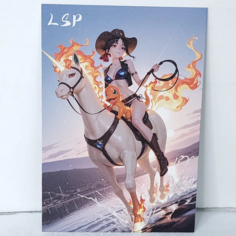Lingsha Charmander Rapidash Waifu Card Anime Girl Wall Art Oversized Board A5 Model
