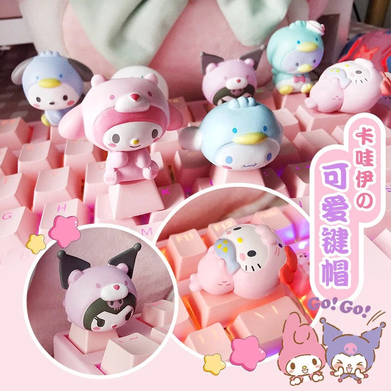 Kuromi Cinnamoroll Melody Pochacco Keycap Cute Keyboard Decorations Key Caps Model