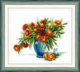 DIY Counted Cross Stitch Kit "Marigold" 9.8x8.7 in / 25.0x22.0 cm Model