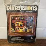 Dimensions Cozy Hearth Needlepoint Kit #2146 Fireplace Scene NOS 1980 Cottage Model