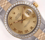 Rolex Datejust 36mm 18K Two-Tone Jubilee Diamond Bezel Champagne Roman Dial Model