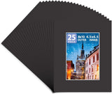 25 Pack, Black Pre-Cut 8X10 Picture Mat for 5X7 Photo Model