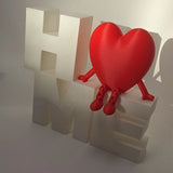 ?? 3D Printed ¡°#HOME¡± Decor with Cute Heart Figure ¨C Modern Shelf Display Model