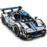 KAVOWORLD 3526 PCS 1:8 Silver Blue Sport Car Building Blocks Model Toy Kit Model