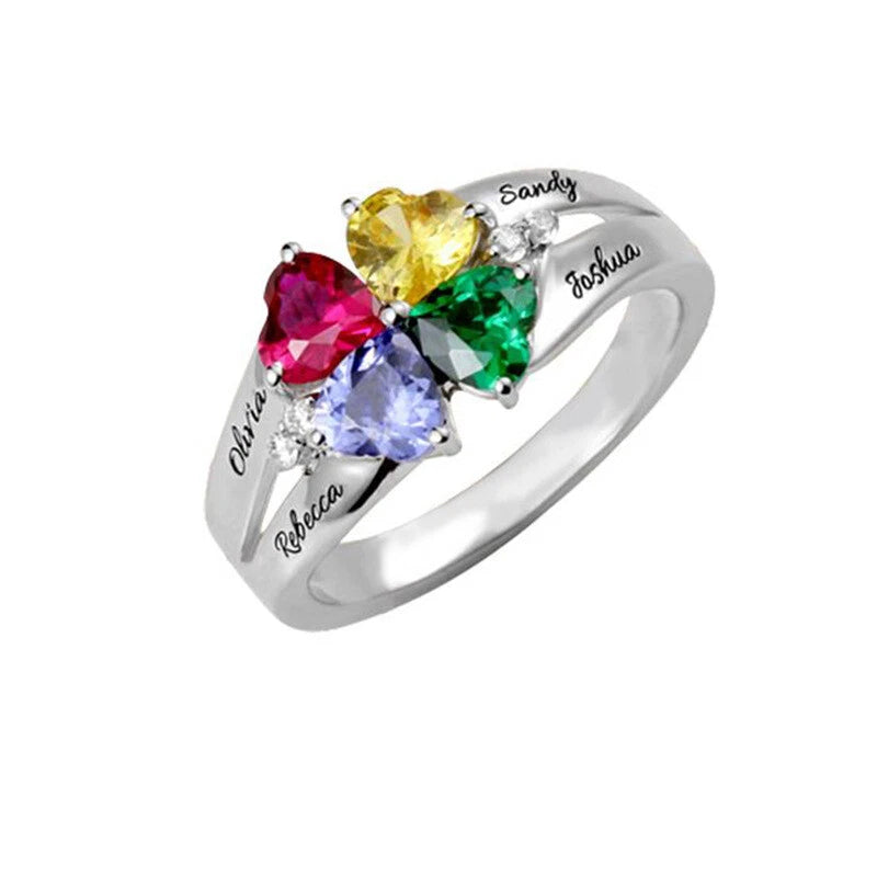 Personaslied 1-8 Names Ring Birthstones Charms Rings Jewelry Gift For Mother Her Charms
