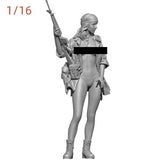 1/16 resin figures model kit Wild sexy female soldier unassembled Unpainted Model