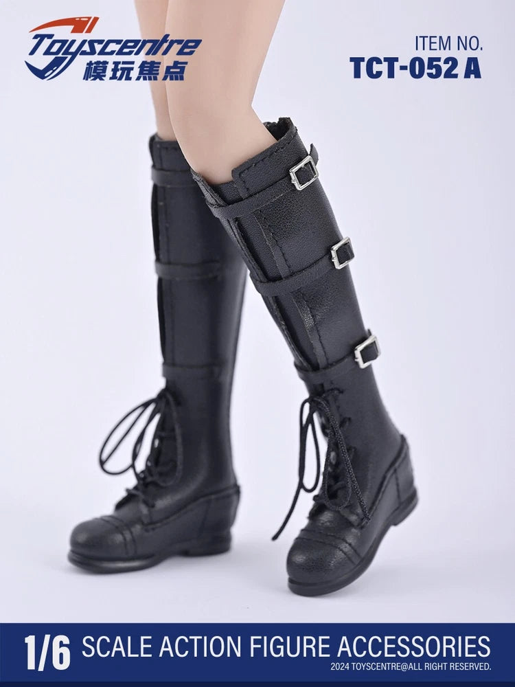 1/6 Female Black Long High-Heeled Hollow Boots For 12'' Action Figrre Body Model