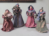4 Paper Mache Christmas Carolers Choir Family Display Decorations Figures Singin Model