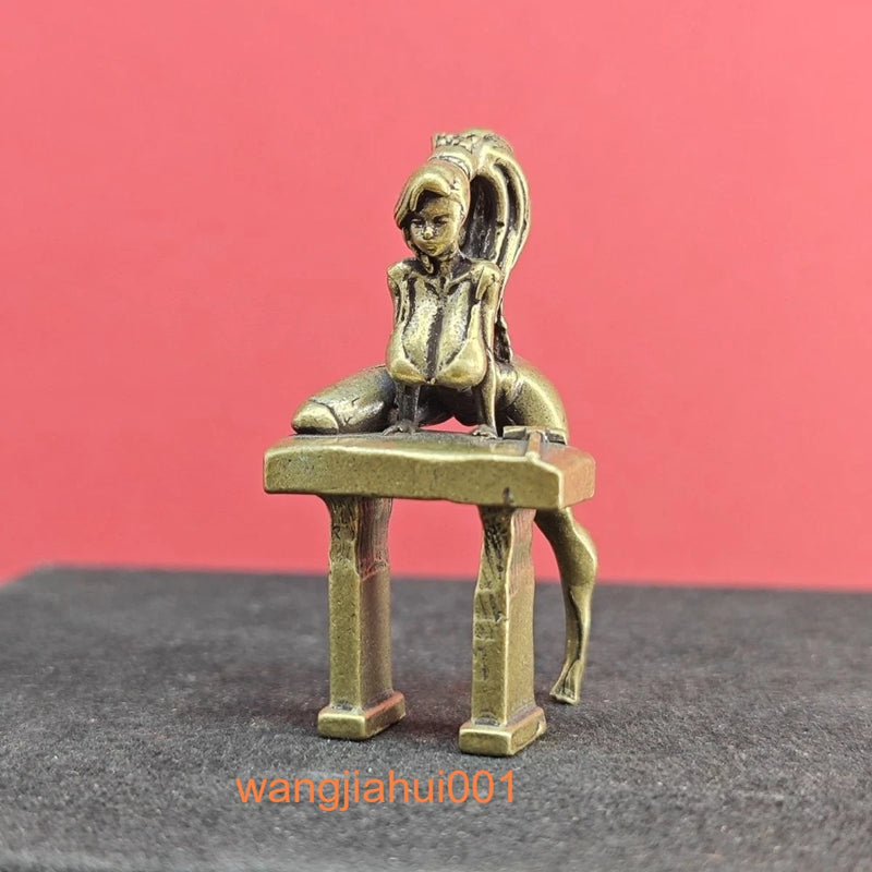 Brass JK Building Block Girl Figure Beauty in Cheongsam Model Display Piece Model