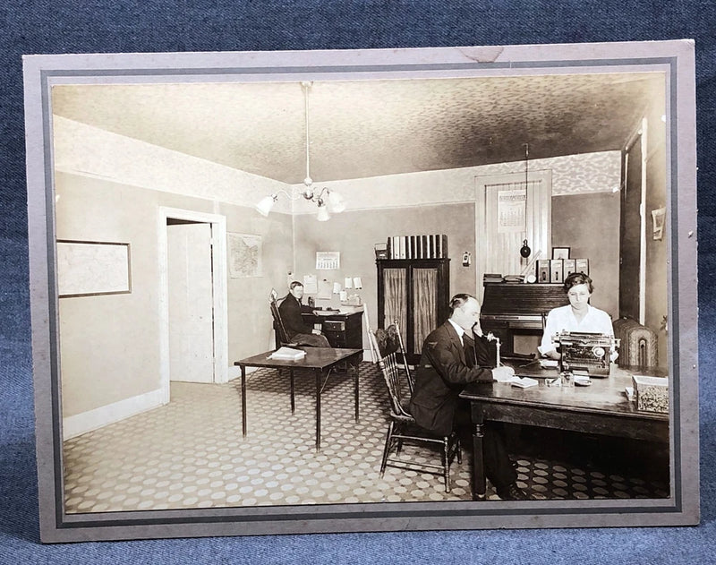 Cardboard Mounted Antique Photograph 1916 Business Office Occupational Phone Model