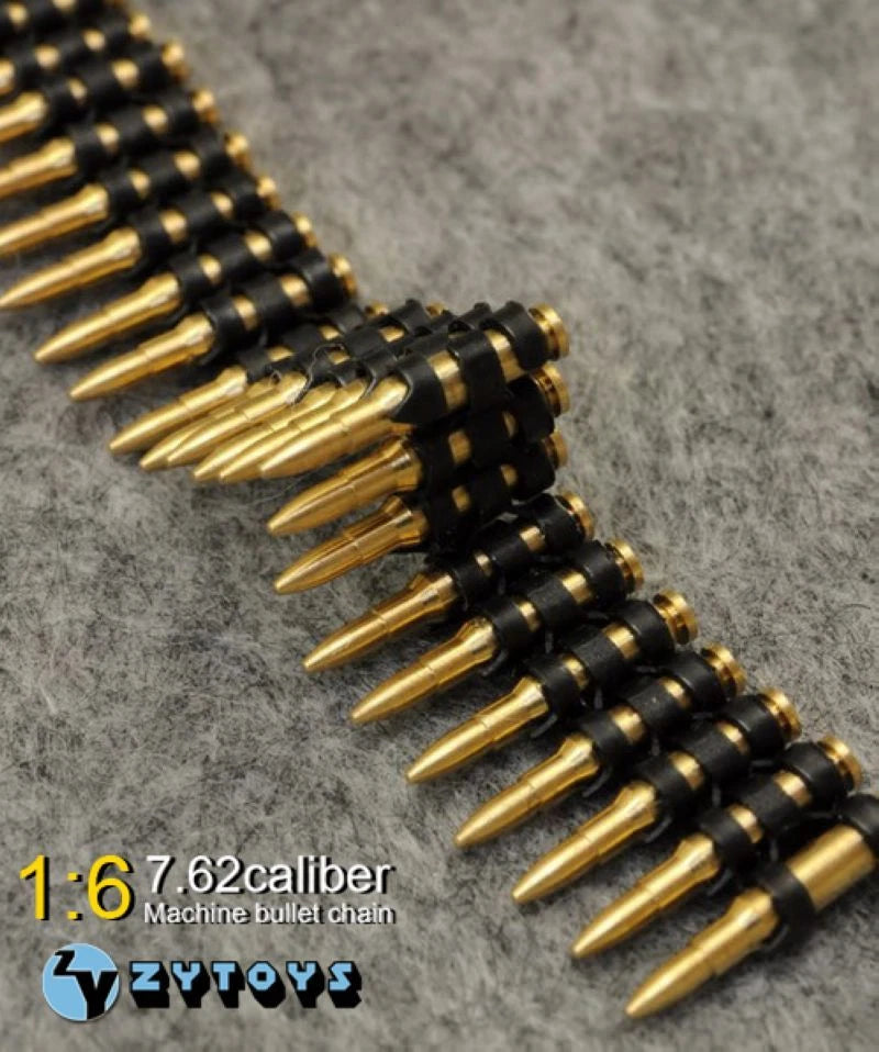 ZYToys 50PC Metal 7.62 Caliber Machine Bullet Chain DIY 1/6 Weapon Model Figure Model