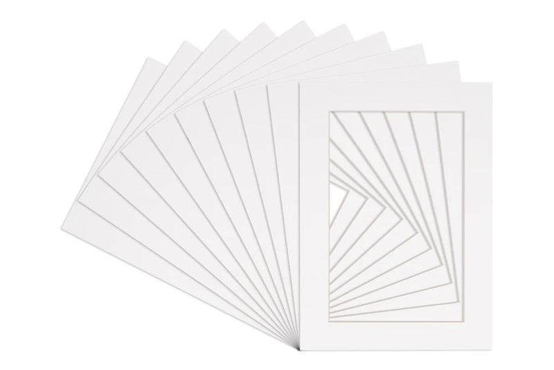 Pack of 5 11x14 White Picture Mats Bevel Cut For 8x12 Photo Model