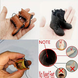 1/6 Scale Male Black Solid Mid-high Boots Boots Pu Leather Combat BShoes Model Model