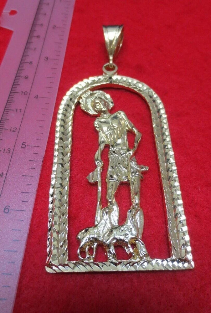 14KT GOLD PLATED SAINT LAZARUS CHARM PENDANT OVER 4 INCHES-9253 Charms