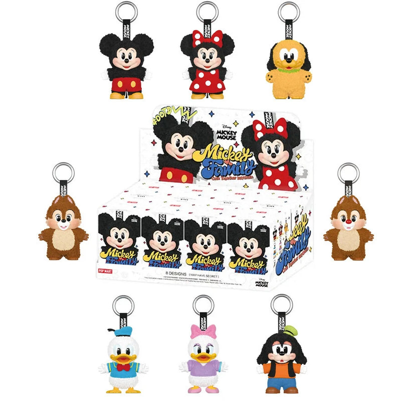 POP MART Mickey Family Cute Together Keychain Series Confirmed Figure Plush Doll Model
