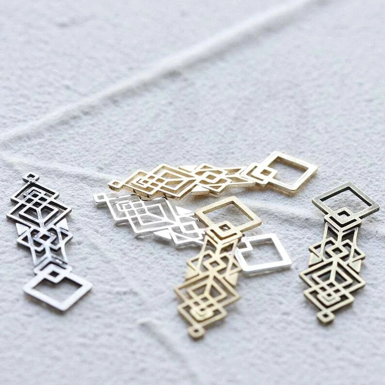 Solid Brass Multiple Square Charm - 30x9mm (4608C) Charms