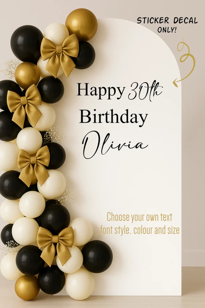 Personalised Birthday Vinyl Decal for Sail Board Backdrop Balloon Party Sticker Model