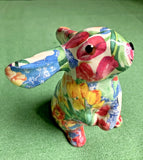Vintage Linda Edgington Designs Floral Decoupage Porcelain Rabbit Canada 5.5" Model