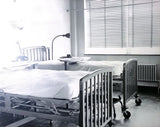 Vintage Art Board Photograph Hospital Room with Empty Beds and a Lamp by Window Model