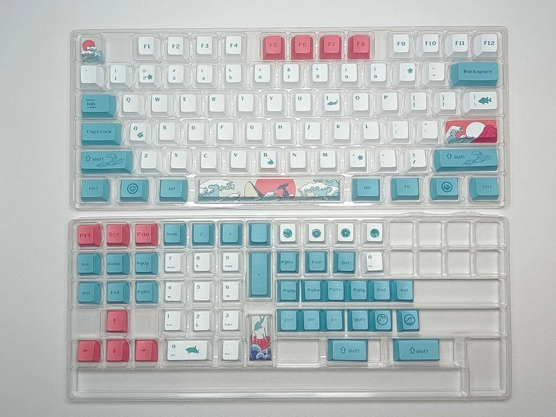 Coral Sea Keycaps: Original Height, Heat-Sublimation PBT Material 126 keys Model