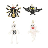 20x Beaded Halloween Pendants Glass Ghost Spider Bat Charms for Earrings Jewelry Charms