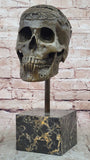 LIFE SIZE HUMAN SKULL SOLID BRONZE GUNMETAL  ENGLISH ARMOURY SKELETON FIGURINE Model