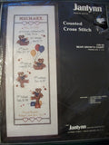 Janlynn "Bear Growth Chart" Cross Stitch Kit Size 9" x 24" Date 1987 Model