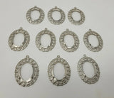 10 pcs Oval Frame Silver Lace Filigree Setting Craft Jewelry Necklace Cameos Charms
