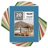 20 Pack 16x20 Picture Mat Boards Fits 11x14 Acid-Free Bevel Cut Picture Framing Model