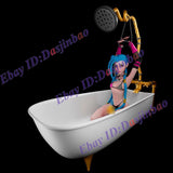 Jinx In the bathtub 3D Print Model 1/8 Beauty Woman Unpainted Unassembled 20CM Model