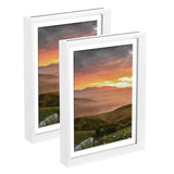 2Pcs Floating Frame, 12 x 8 Inch Wood Picture Frame, White Model