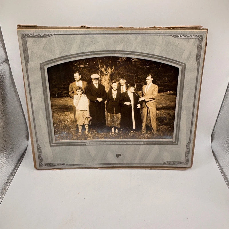 Family Group Portrait~Early 1900s~Antique Sepia Photo on Old Board~7x 5" Picture Model