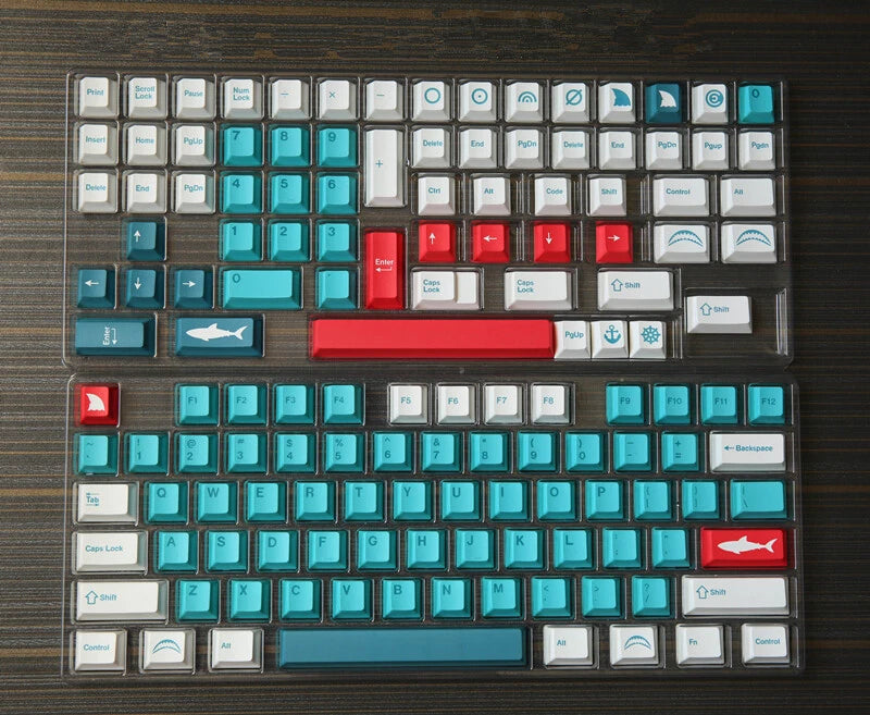Shark Theme Keycap Cherry Height PBT 140 Keycaps Dye-sub for Cherry MX Keyboard Model