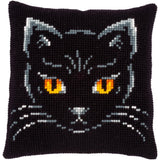 Vervaco stamped cross stitch kit cushion "Schwarze Katze", 40x40cm, DIY Model