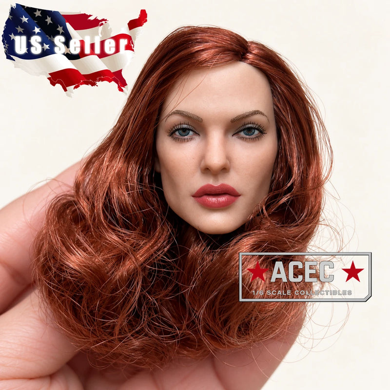 1/6 Female Head Sculpt Red Hair Blue Green Eyes For 12" PHICEN Hot Toys Figure Model
