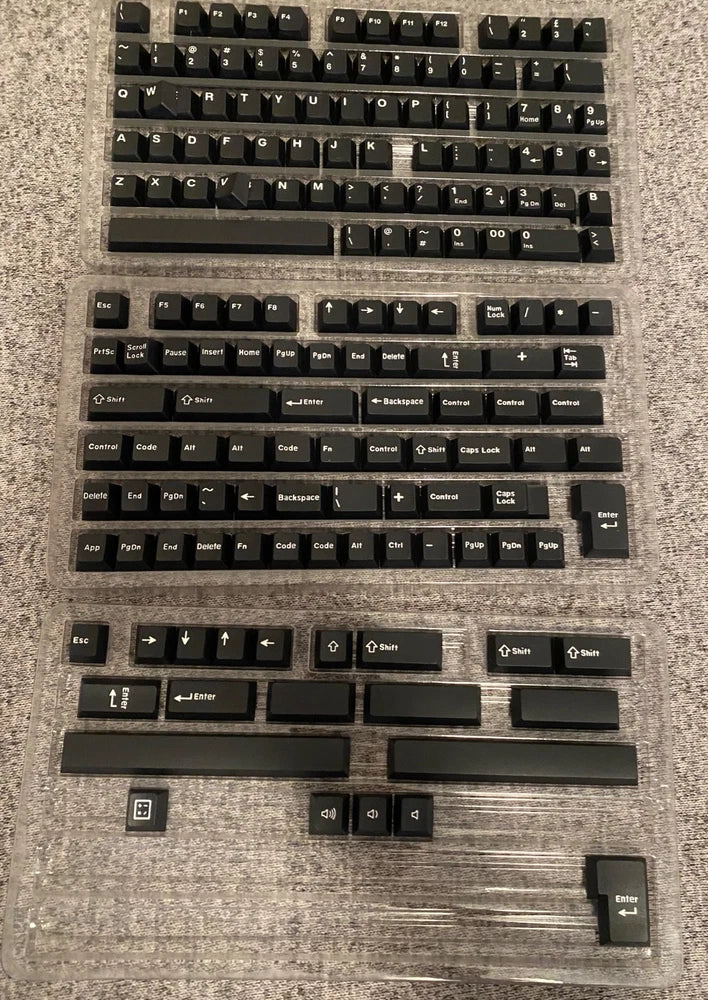 Tecsee PBT Classic Black Keycap Set White on Black 167 Keys Cherry Profile New Model