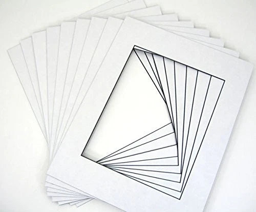Pack of 25 11x14 White Picture Mats With Black Core Bevel Cut For 8x10 Photos Model