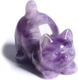 Amethyst Crystal Cat Figurine Carved Healing Crystals Gemstones Cat Animal Statu Model