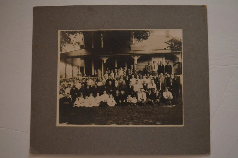 Vintage Black & White Large Group Family Photo Mounted on Board. Model