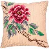 CdA stamped cross stitch kit cushion "Tender peony" 5318, 40x40cm, DIY Model