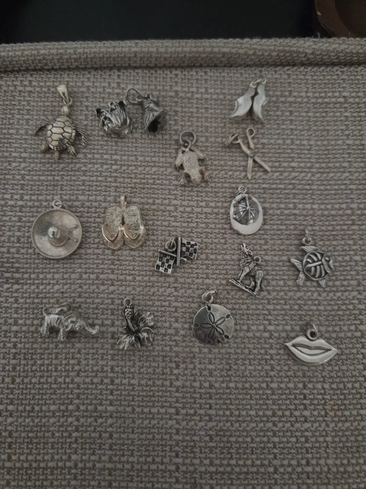 Vintage Sterling Silver Charms For Bracelet Lot Of  16 Charms