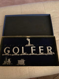 Fort Pewter #1 Golfer Miniature Train Set Collectible Desk Decor 9pc Model