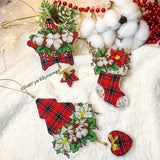 Set of 3 DIY Cross-stitch kits on a plastic base Christmas Decor Craft gift Model