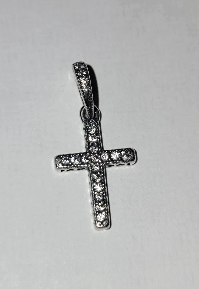 New PANDORA  397571CZ 925 Sparkling Cross Pendant Charm w/ Pouch Charms