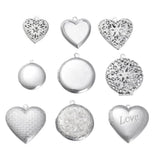 9PCS Mixed Styles Stainless Steel Heart Round Flower Locket Pendants Charms