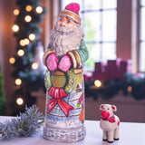 Winter Scene Wooden Santa 11" | Hand Painted Hand Carved Christmas Gift Model