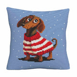 CDA stamped cross stitch kit cushion "Striped Dachshund", 40x40cm Model