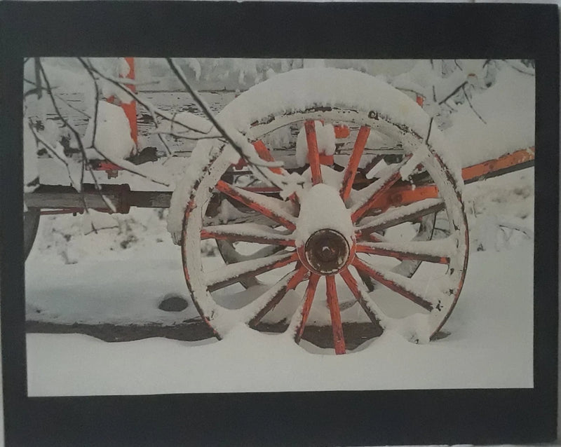 Portrayal of Snowy WAGONWHEEL Photography by Kirchner Black Board 16" by 20" Model