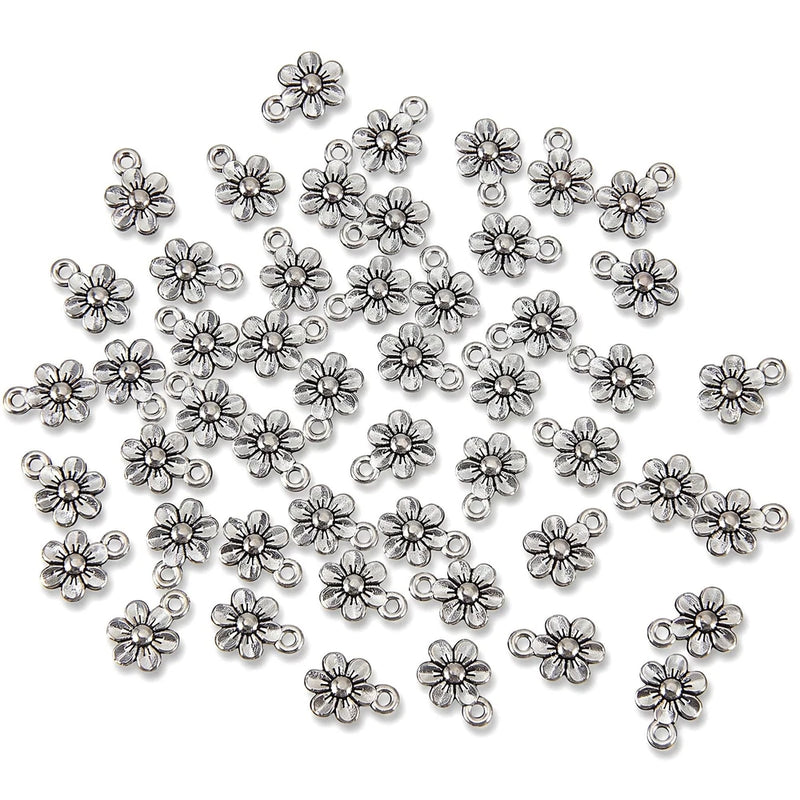 50 PCS Mini Flower Charm, Silver Flower Charms for Jewelry Making, 0.51x0.35 ... Charms