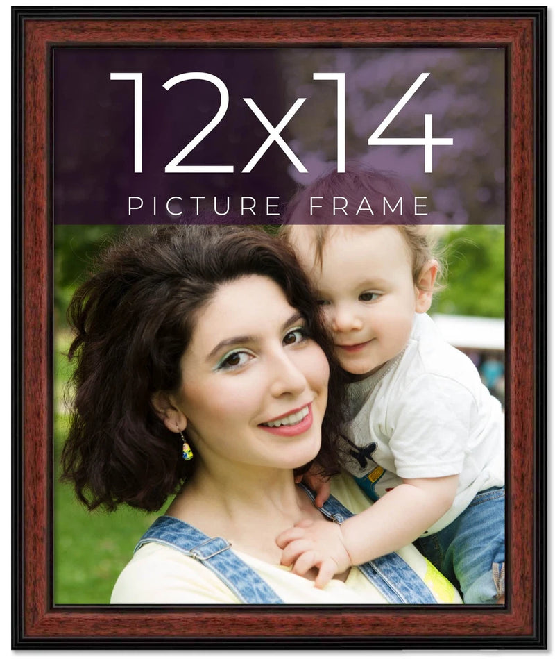 12x14 Frame Executive Brown Round Mahogany Finish Solid Wood Picture Frame | 1.2 Model
